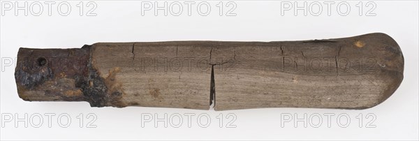 Wooden handle of knife, oval section, has knife cutlery soil find timber, Lifts oval in cross-section with narrower part