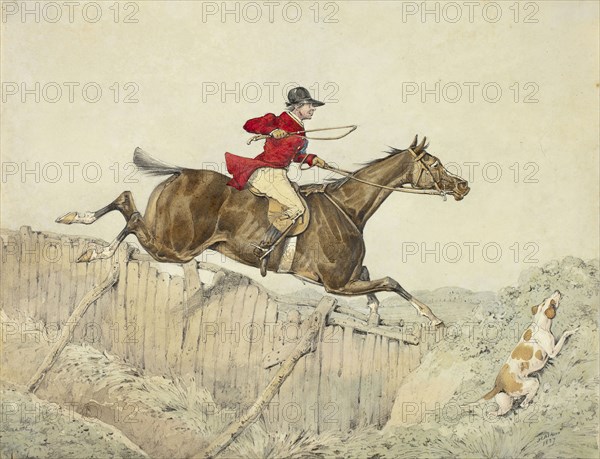 Pink Coated Rider, 1827, Henry Alken, English, 1785-1851, England, Watercolor and graphite on paper, 8 1/4 × 10 3/4 in.