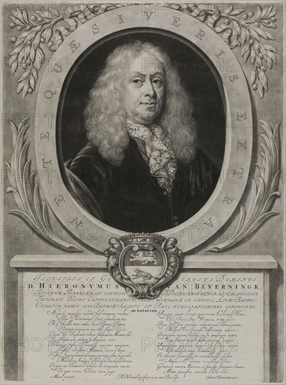 Portrait of D. Hieronymous van Beverningk, n.d., Abraham Blooteling (Dutch, 1640-1690), after Everard Quirijnsz. van der Maes (Dutch, 1577-1656), Netherlands, Mezzotint and engraving on paper, 420 × 312 mm (sheet trimmed within plate mark)