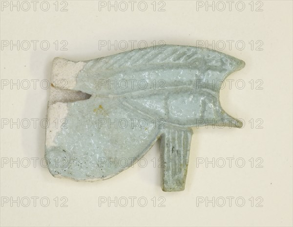 Eye of the God Horus (Wedjat) Amulet, Third Intermediate Period, Dynasty 21–25 (1070–656 BC), Egyptian, Egypt, Faience, 2.5 × 2 × 0.5 cm (1 × 3/4 × 3/16 in.)