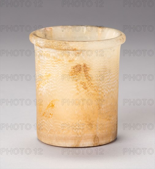 Cup, Early Dynastic Period–Old Kingdom, Dynasty 1–4 (about 3000–2498 BC), Egyptian, Egypt, Calcite, 7 × 6.4 × 6.4 cm (2 3/4 × 2 1/2 × 2 1/2 in.)