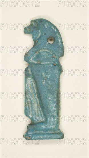 Amulet of the God Hapy (one of the four Sons of Horus), Third Intermediate Period, Dynasty 21–25 (1069–656 BC), Egyptian, Egypt, Faience, 3.8 × 1 × 0.5 cm (1 1/2 × 3/8 × 3/16 in.)