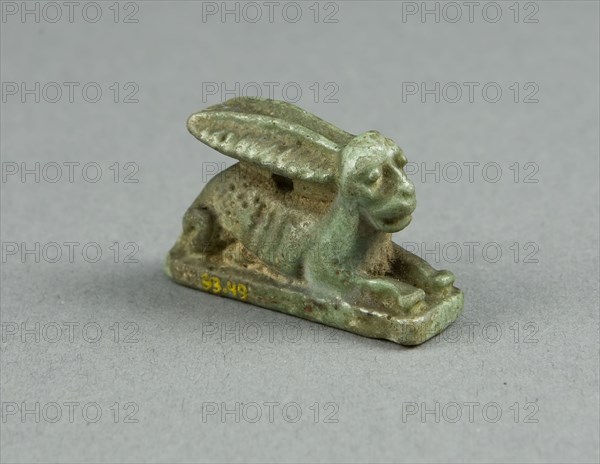 Amulet of a Hare, Third Intermediate Period, Dynasty 21–25 (1070–656 BC), Egyptian, Egypt, Faience, 1.9 × 0.3 × 1 cm (3/4 × 1/8 × 3/8 in.)