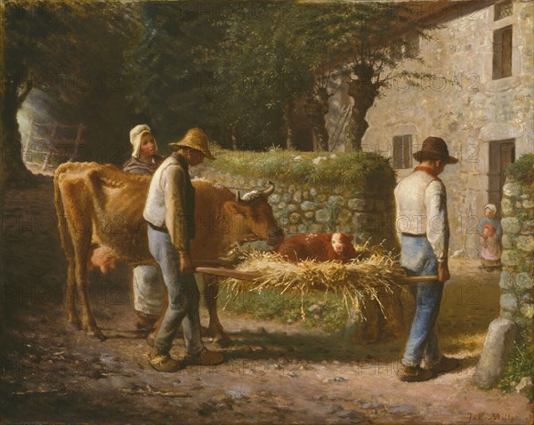 Peasants Bringing Home a Calf Born in the Fields, 1864, Jean-François Millet, French, 1814-1875, France, Oil on canvas, 31 15/16 × 39 3/8 in. (81.1 × 100 cm)