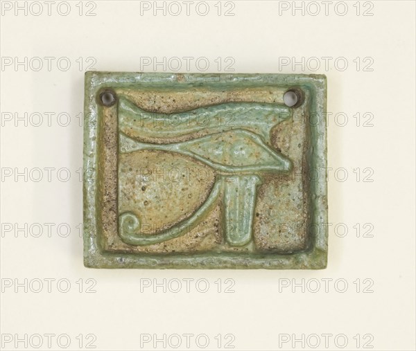 Eye of the God Horus (Wedjat) Amulet, Late Period, Dynasty 26–30 (664–343 BC), Egyptian, Egypt, Faience, 2.25 × 2 × .5 cm (7/8 × 3/4 × 3/16 in.)
