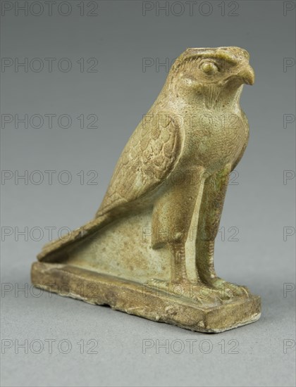 Amulet of the God Horus as a Falcon, Late Period–Ptolemaic Period (664–30 BC), Egyptian, Egypt, Faience, 6.9 × 2.8 × 6.8 cm (2 3/4 × 1 1/8 × 2 5/8 in.)