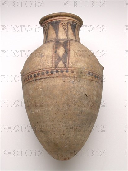 Amphora, New Kingdom, Dynasty 18 (about 1550–1295 BC), Egyptian, Egypt, Ceramic, pigment, 36.2 × 21.6 × 21.6 cm (14 1/4 × 8 1/2 × 8 1/2 in.)