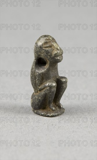 Amulet of a Seated Ape, Middle Kingdom (?) (about 1700 BC), Egyptian, Egypt, Steatite, 1.9 × 0.6 × 0.6 cm (3/4 × 1/4 × 1/4 in.)