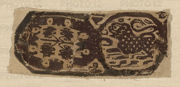 Border, Roman period (30 B.C.– 641 A.D.), 5th century, Coptic, Egypt, probably Akhmin, Egypt, Linen and wool, slit tapestry weave, 15.2 × 6.4 cm (6 × 2 1/2 in.)