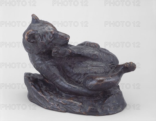 The Soul of Contentment (Black Bear), Modeled 1886, cast 1886/99, Edward Kemeys, American, 1843–1907, United States, Bronze with black patina, 26.7 × 35.6 × 25.4 cm (10 1/2 × 14 × 10 in.)