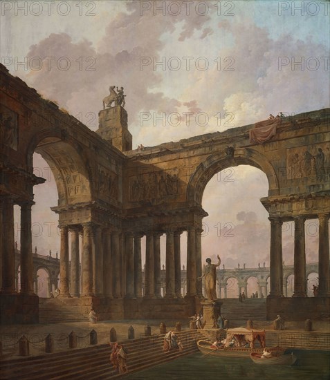 The Landing Place, 1787/88, Hubert Robert, French, 1733-1808, France, Oil on canvas, 255 × 222.9 cm (100 7/8 × 87 3/4 in.)