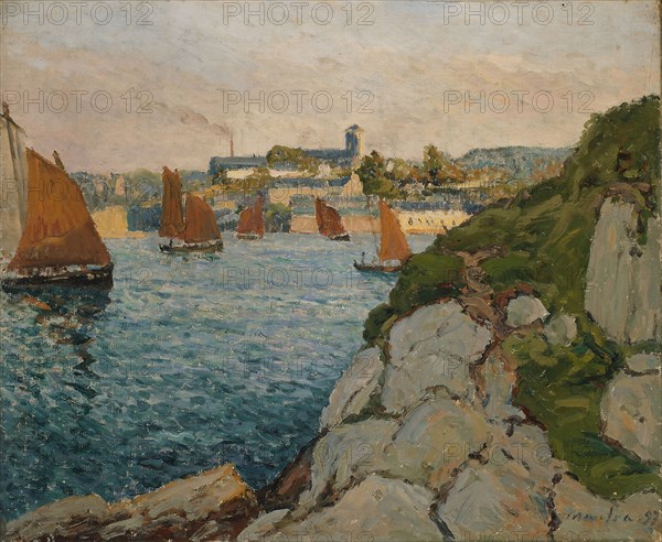 Douarnenez in Sunshine, 1897, Maxime Maufra, French, 1861-1918, France, Oil on canvas, 59.7 × 73.7 cm (23 1/2 × 29 in.)
