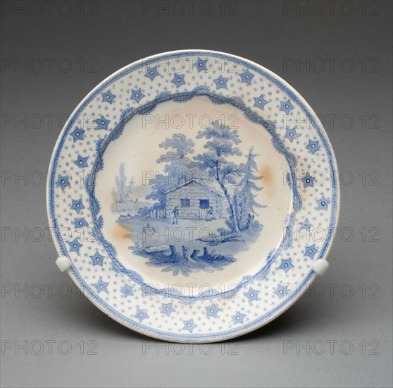 Plate, Mid 19th century, England, Staffordshire, Staffordshire, Earthenware with blue transfer-printed decoration, Diam. 15.2 cm (6 in.)