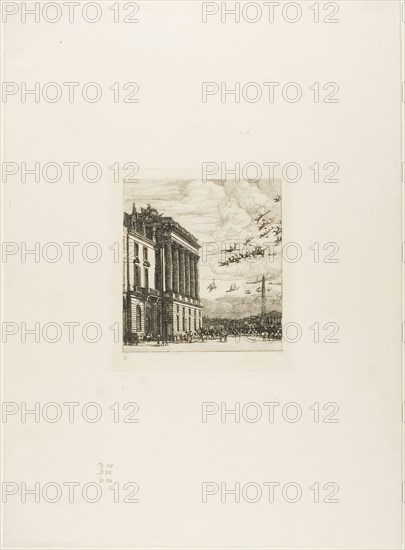 The Admiralty, Paris, 1866, Charles Meryon, French, 1821-1868, France, Etching on ivory laid paper, 166 × 145 mm (image), 166 × 145 mm (plate), 446 × 325 mm (sheet)