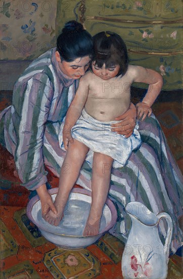 The Child’s Bath, 1893, Mary Cassatt, American, 1844–1926, France, Oil on canvas, 100.3 × 66.1 cm (39 1/2 × 26 in.)