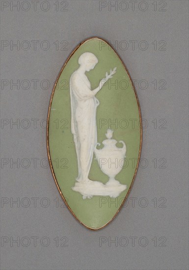 Plaque with Sacrifice, Late 18th century, Wedgwood Manufactory, England, founded 1759, Burslem, Stoneware (jasperware), 6.4 × 3.2 × 0.6 cm (2 1/2 × 1 1/4 × 1/4 in.)