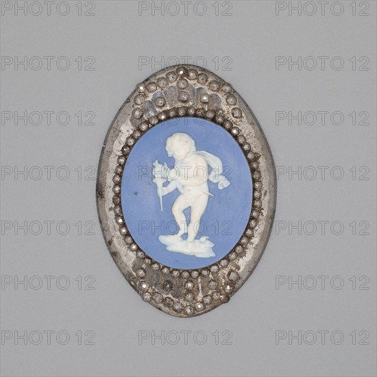 Medallion with Cupid Lighting His Wick, Late 18th century, Wedgwood Manufactory, England, founded 1759, Burslem, Stoneware (jasperware), 7.3 × 5.4 × 1.3 cm (2 7/8 × 2 1/8 × 1/2 in.)