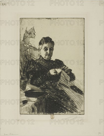 Mme Lamm II, 1894, Anders Zorn, Swedish, 1860-1920, Sweden, Etching on ivory laid paper, 236 x 158 mm (image/plate), 328 x 253 mm (sheet)