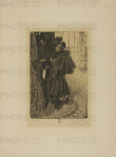 Effet de Nuit II, 1895, Anders Zorn, Swedish, 1860-1920, Sweden, Etching on tan wove paper, 240 x 162 mm (image/plate), 429 x 317 mm (sheet)
