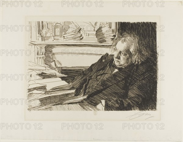 Ernest Renan, 1892, Anders Zorn, Swedish, 1860-1920, Sweden, Etching on ivory laid paper, 228 x 330 mm (image), 235 x 335 mm (plate), 355 x 460 mm (sheet)