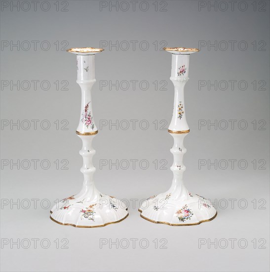 Pair of Candlesticks, Last quarter 18th century, Bilston, England, Copper, enameled and gilded, H. 27.9 cm (11 in.)