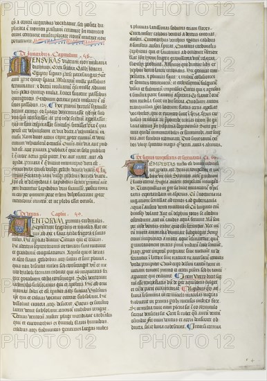 Folio Twenty from Burchard of Sion’s De locis ac mirabilibus mundi, or an Illuminated Geography, c. 1460, French (Paris), written by Burchard of Mount Sion (German, active 13th century), France, Folio from a partial manuscript with decorated letters and other decorations in tempera and gold leaf, and with Latin inscriptions in black and brown ink, ruled in light brown ink, on vellum, 500 × 390 mm (average)