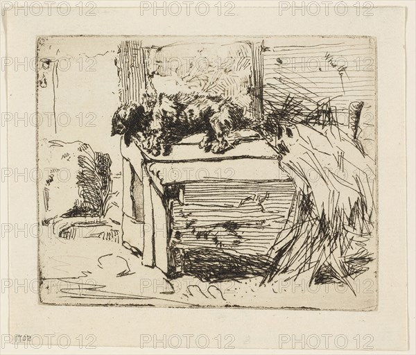 The Dog on the Kennel, 1858, James McNeill Whistler, American, 1834-1903, United States, Etching in black ink on off-white laid paper, 72 x 90 mm (plate), 90 x 104 mm (sheet)