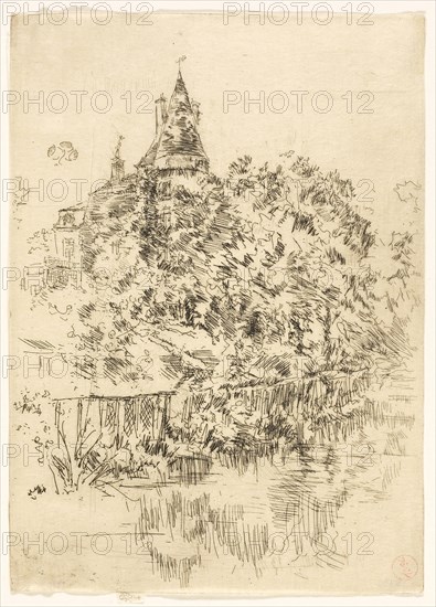 Château de Verneuil, Touraine, 1888, James McNeill Whistler, American, 1834-1903, United States, Etching with foul biting in black ink on cream Japanese paper, 176 x 122 mm (image, trimmed within plate mark), 179 x 122 mm (sheet)