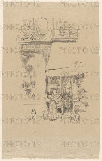 La Fruitière de la rue de Grenelle, 1894, James McNeill Whistler, American, 1834-1903, United States, Transfer lithograph in black on cream laid Japanese vellum, 230 x 156 mm (image), 335 x 211 mm (sheet)