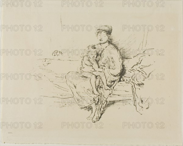 Mother and Child, No. 2, 1891/95, James McNeill Whistler, American, 1834-1903, United States, Transfer lithograph in black on cream laid paper, 170 x 204 mm (image), 227 x 283 mm (sheet)