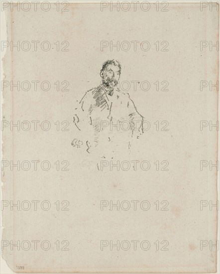 Stephane Mallarmé, No. 2, 1892, James McNeill Whistler, American, 1834-1903, United States, Transfer lithograph in black with scraping, on cream laid paper, 93 x 61 mm (image), 226 x 181 mm (sheet)