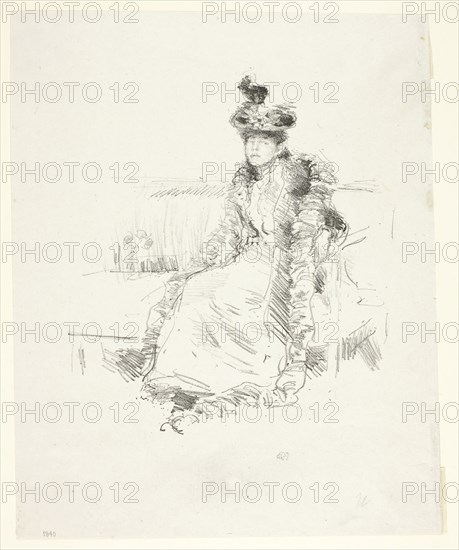 A Lady Seated, 1893, James McNeill Whistler, American, 1834-1903, United States, Lithograph, in black ink, with scraping and touches of brush and tusche, on grayish ivory China paper, 193 x 172 mm (image), 276 x 223 mm (sheet)
