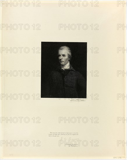 Right Honorable William Pitt, from Old English Masters, 1898, printed 1902, Timothy Cole (American, born England, 1852-1931), after John Hoppner (English, 1758-1810), United States, Wood engraving on chine paper, 435 x 345 mm (sheet)