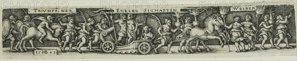 Triumphal Procession of the Noble Glorious Women, 1549, Sebald Beham, German, 1500-1550, Germany, Engraving in black on ivory laid paper, 22 x 134 mm (image/plate), 25 x 135 mm (sheet)