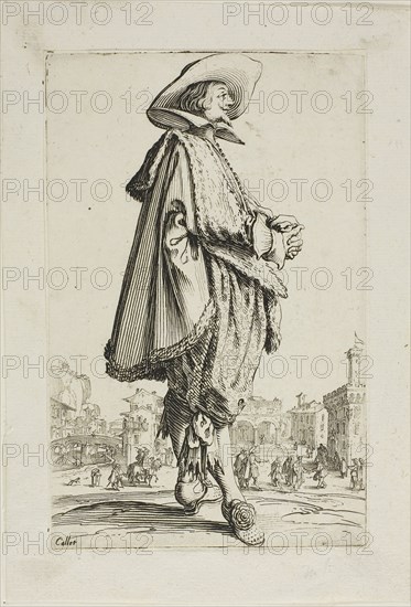 The Gentleman with Clasped Hands, plate eleven from La Noblesse, n.d., Jacques Callot, French, 1592-1635, France, Etching on paper, 143 × 92 mm (image), 171 × 120 mm (sheet)