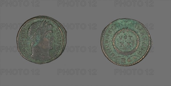 Coin Portraying Emperor Constantine I, AD 321, Roman, minted in Rome, Roman Empire, Bronze, Diam. 1.9 cm, 2.68 g