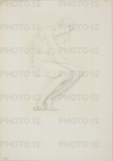 Seated Male Nude, c. 1873–77, Sir Edward Burne-Jones, English, 1833-1898, England, Graphite on ivory wove paper, 253 × 178 mm