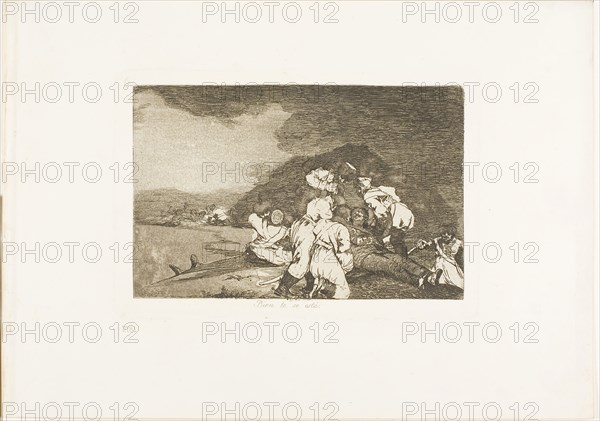 It Serves You Right, plate six from The Disasters of War, 1810/15, published 1863, Francisco José de Goya y Lucientes, Spanish, 1746-1828, Spain, Etching, aquatint, drypoint on ivory wove paper with gilt edges, 122 x 190 mm (image), 143 x 210 mm (plate), 240 x 339 mm (sheet), What Courage!, plate seven from The Disasters of War, 1810/12, published 1863, Francisco José de Goya y Lucientes, Spanish, 1746-1828, Spain, Etching, aquatint, drypoint, burin, and burnishing on ivory wove paper with gilt edges, 137 x 187 mm (image), 153 x 205 mm (plate), 240 x 339 mm (sheet)