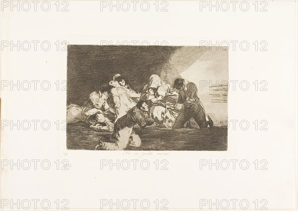 One Can’t Look, plate 26 from The Disasters of War, 1810/12, published 1863, Francisco José de Goya y Lucientes, Spanish, 1746-1828, Spain, Etching, burnished lavis, drypoint and burin on ivory wove paper with gilt edges, 122 x 186 mm (image), 143 x 207 mm (plate), 240 x 340 mm (sheet)