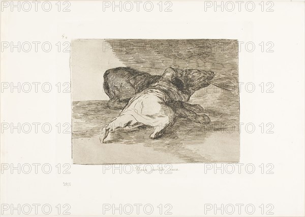 He gets something out of it, plate 40 from The Disasters of War, 1814/20, published 1863, Francisco José de Goya y Lucientes, Spanish, 1746-1828, Spain, Etching, drypoint and burin on ivory wove paper with gilt edges, 140 x 187 mm (image), 175 x 220 mm (plate), 240 x 340 mm (sheet)