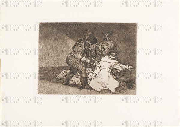 This is Bad, plate 46 from The Disasters of War, 1812/15, published 1863, Francisco José de Goya y Lucientes, Spanish, 1746-1828, Spain, Etching, burnished aquatint, lavis, drypoint, and burin on ivory wove paper with gilt edges, 138 x 187 mm (image), 152 x 205 mm (plate), 240 x 340 mm (sheet)