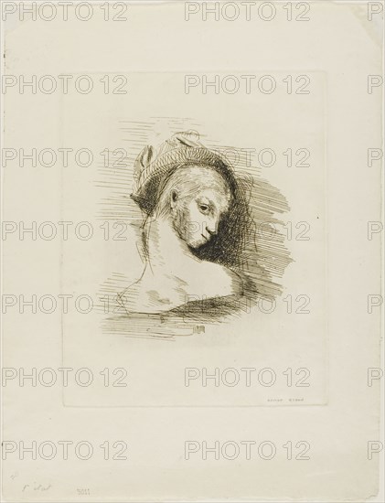 Perversity, 1891, Odilon Redon, French, 1840-1916, France, Etching on ivory laid paper, 210 × 165 mm (plate), 310 × 240 mm (sheet)
