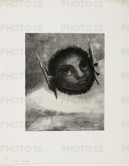 Gnome, plate six from In Dreams, 1879, Odilon Redon, French, 1840-1916, France, Lithograph on mounted ivory China paper, 275 × 223 mm