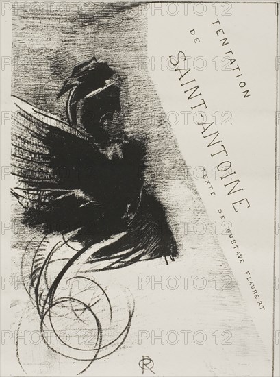 Cover from The Temptation of Saint Anthony (1st series), 1888, Odilon Redon, French, 1840-1916, France, Lithograph in black on white wove paper, 197 × 140 mm (image), 357 × 272 mm (sheet)