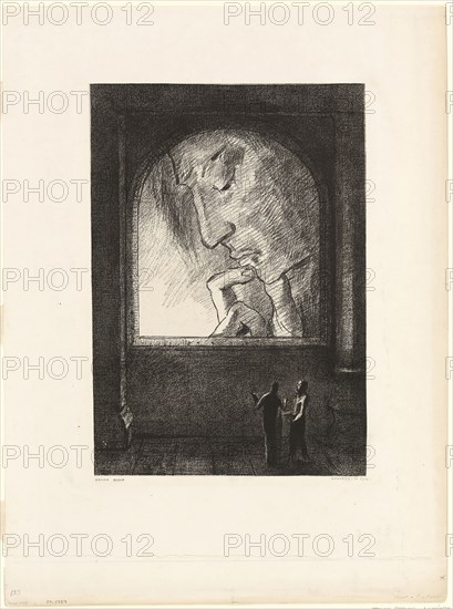 Light, 1893, Odilon Redon, French, 1840-1916, France, Lithograph in black on cream China paper laid down on cream wove paper, 393 × 272 mm (image/chine), 600 × 443 mm (sheet)