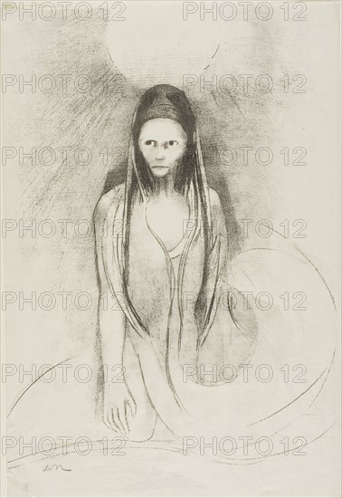 Intelligence was Mine! I Became the Buddha, plate 12 of 24, 1896, Odilon Redon, French, 1840-1916, France, Lithograph in black on thin ivory wove paper, 315 × 215 mm (sheet)