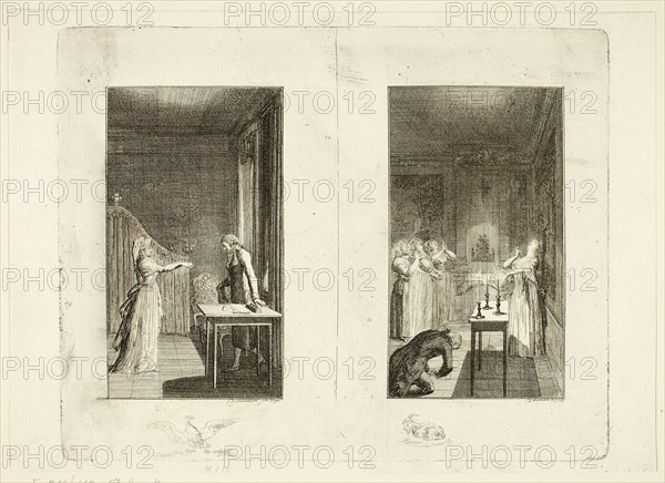 Illustration to Samuel Richardson’s Clarissa, 1796, Daniel Nikolaus Chodowiecki, German, 1726-1801, Germany, Etching on paper, 119 x 68 mm (image), 166 x 211 mm (plate)