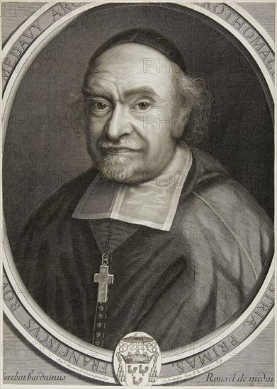 François Rouxel de Medavy, Archbishop of Rouen, 1677, Antoine Masson, French, 1636-1700, France, Engraving on paper, 430 × 305 mm (sheet, trimmed within platemark)