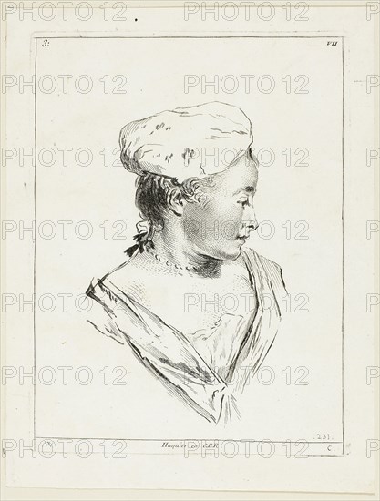 Woman’s Head, n.d., Anne Claude Philippe Caylus, French, 1692-1765, France, Etching and engraving on paper, 183 × 140 mm (image), 192 × 145 mm (plate), 219 × 167 mm (sheet)