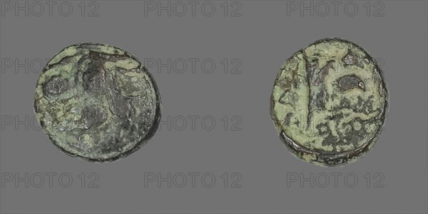 Coin Depicting a Sphinx, 301/109 BC (?), Greek, possibly minted in Chios, Ionia, Ancient Greece, Bronze, Diam. 1.1 cm, 1.35 g